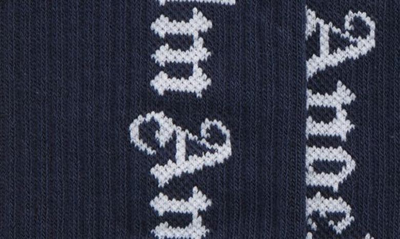 Shop Palm Angels Kids' Cotton Blend Logo Crew Socks In Blue White