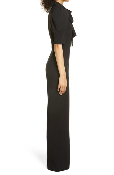Black Halo Ara Tie Neck Puff Sleeve Jumpsuit In Black