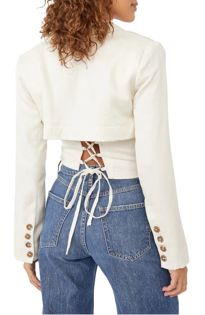 Free People Got Your Back Lace-up Back Crop Blazer In Bone