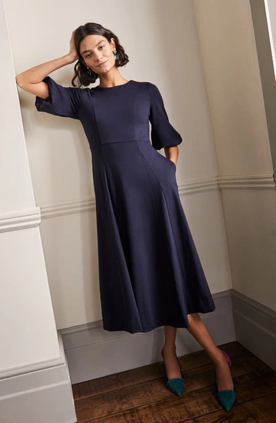 Shop Boden Fit & Flare Midi Dress In Navy