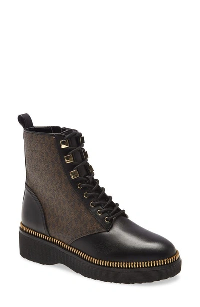 Shop Michael Michael Kors Haskell Combat Boot In Black/ Brown