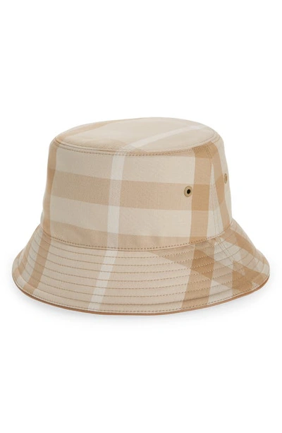 Shop Burberry Giant Check Cotton Canvas Bucket Hat In Soft Fawn