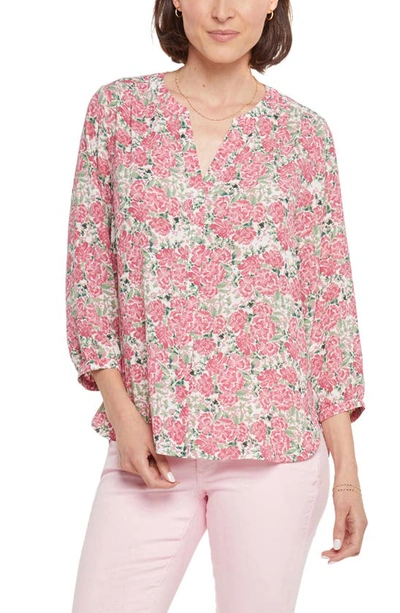 Shop Nydj High-low Crepe Blouse In Montpellie