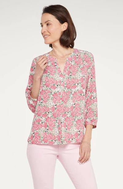 Shop Nydj High-low Crepe Blouse In Montpellie