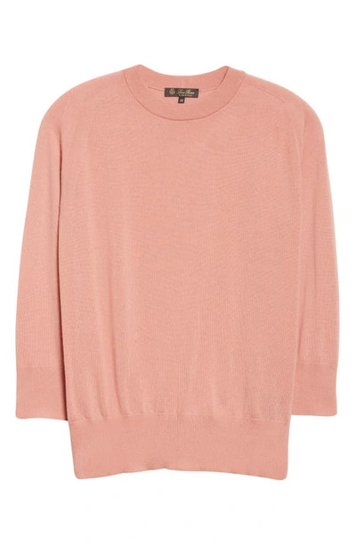 Shop Loro Piana Girocollo Manica Cashmere Sweater In Pink Water