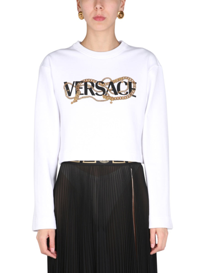 Shop Versace Chain Sweatshirt In White