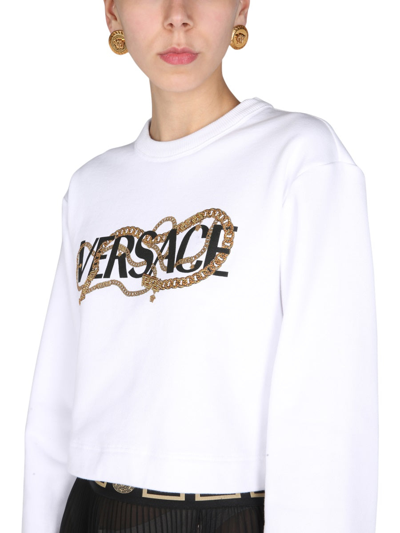 Shop Versace Chain Sweatshirt In White