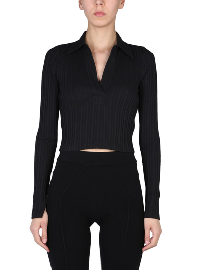 Shop Helmut Lang Cropped Polo In Black