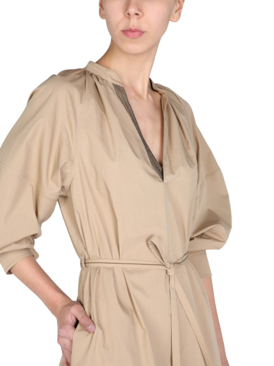 Shop Brunello Cucinelli Dress With Jewel Detail In Dove