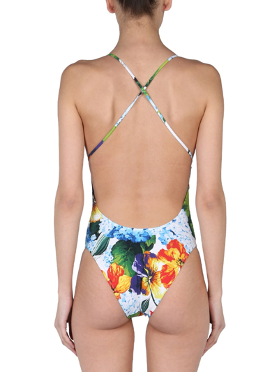 Shop Dolce & Gabbana Printed One Piece Swimsuit In Multicolour