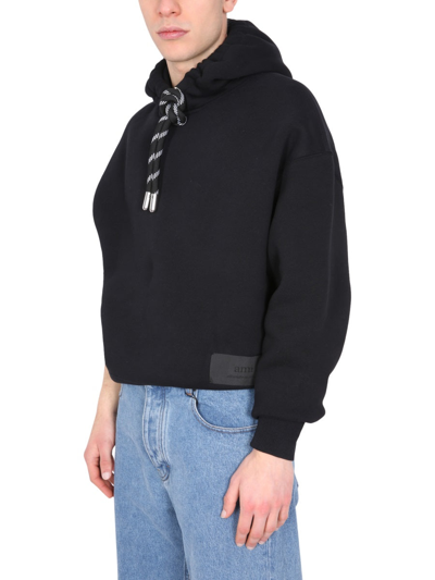 Shop Ami Alexandre Mattiussi Sweatshirt With Logo Patch In Black
