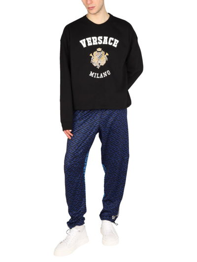 Shop Versace Logo Print Sweatshirt In Black