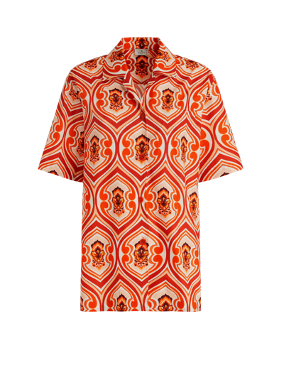 Shop Etro Geometric Print Short-sleeved Shirt In Orange