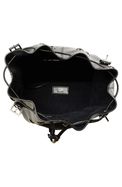 Shop Saint Laurent Medium Seau Heart Studded Leather Bucket Bag In Nero/ Aged Silver