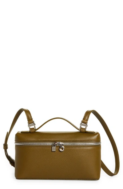 Shop Loro Piana Leather Top Handle Bag In Olive Leaf