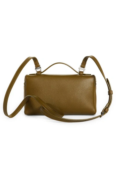 Shop Loro Piana Leather Top Handle Bag In Olive Leaf