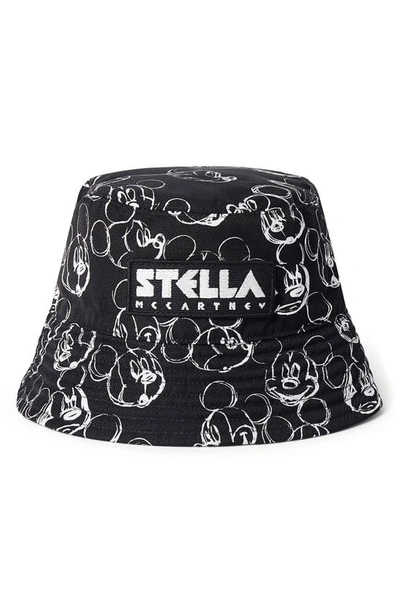 Shop Stella Mccartney X Disney Mickey Logo Bucket Hat In 1000 - Black