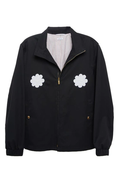 Shop Thom Browne Flower Appliqué Jacket In Navy
