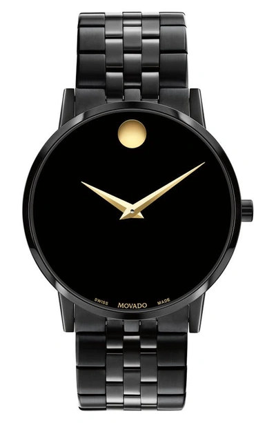 Shop Movado Museum Diamond Classic Bracelet Watch, 40mm In Black