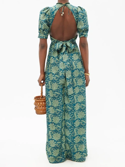 Hannah Artwear Surya Open-back Floral-print Silk-habotai Maxi Dress In