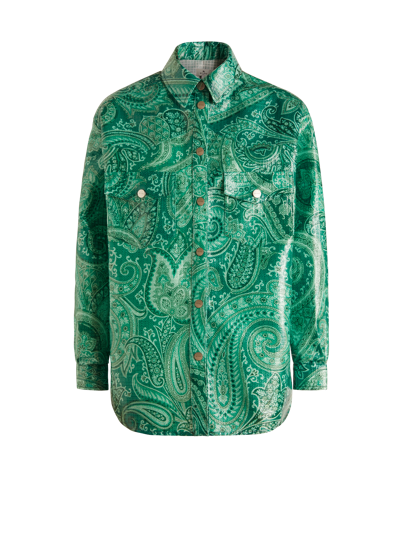 Shop Etro Liquid Paisley Waterproof Shirt In Green