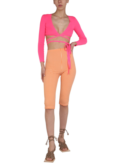 Msgm Orange Polyester Shorts In Orange