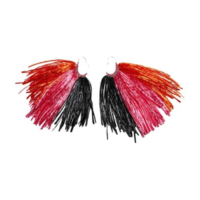 Shop La Doublej Fringe Earrings In Multicolor Rosa Arancio Nero