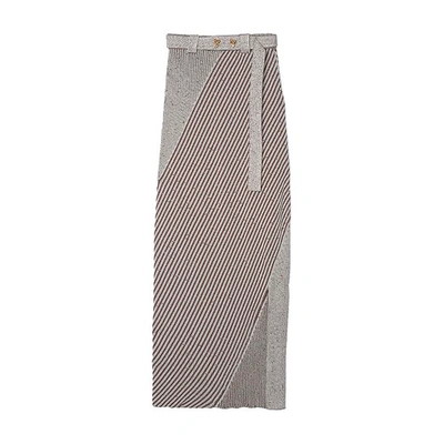Shop Aeron Sand - Slitted Melange Skirt Woth Personalised Buckle In Chocolate Melange