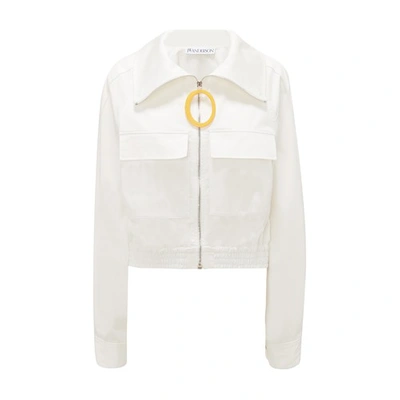Shop Jw Anderson Cropped Round Puller Track Jacket In White