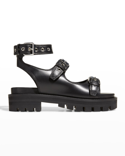 Shop Alaïa Buckle Lug-sole Sporty Sandals In Black