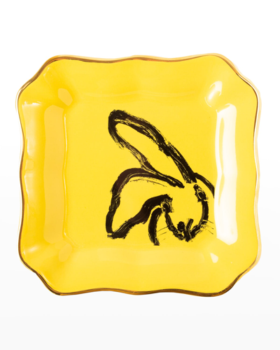 Shop Hunt Slonem Yellow Portrait Plate With Hand-painted Gold Rim