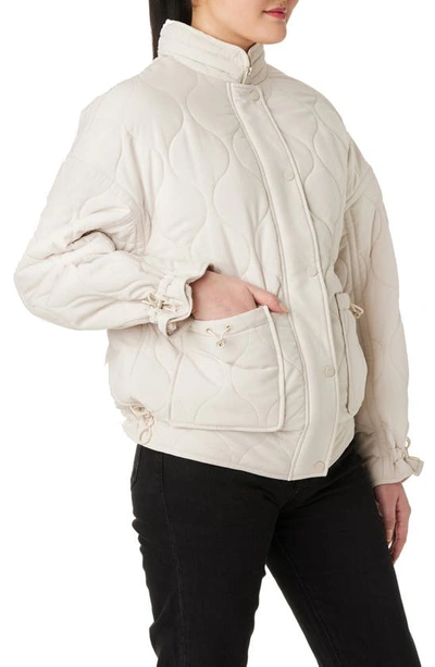 Shop Sanctuary Drawstring Quilted Jacket With Removable Hood In Sand