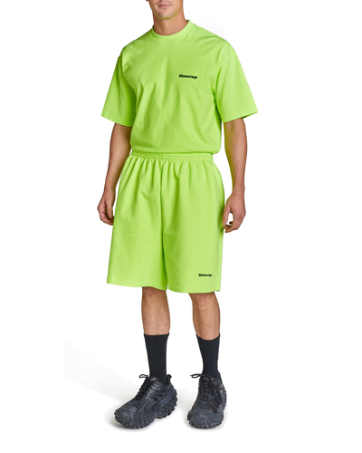 Shop Balenciaga Men's Bb Sweat Shorts In Yellow/bla