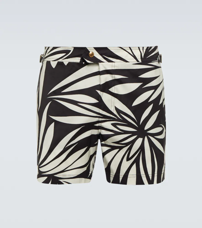 Shop Tom Ford Floral Swim Shorts In Lt Gry Sld