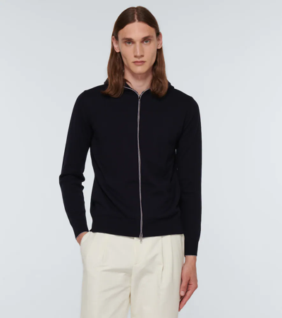 Shop Loro Piana Cashmere And Cotton Hooded Jacket In Blue Navy
