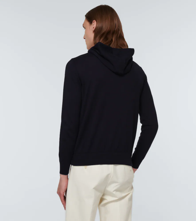 Shop Loro Piana Cashmere And Cotton Hooded Jacket In Blue Navy