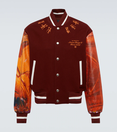 Givenchy x Josh Smith Devil Sleeve Wool Blend Logo Varsity Jacket in  Red/burgundy