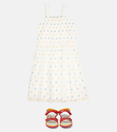 Shop Stella Mccartney Embroidered Tulle Dress In Bianco/multicolor