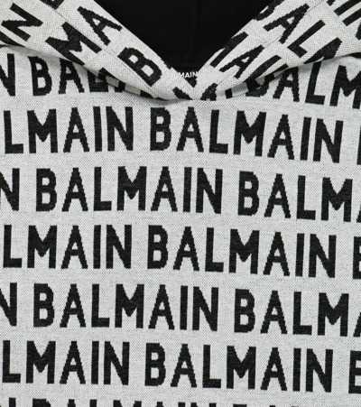 Shop Balmain Logo Jacquard Cotton Hoodie