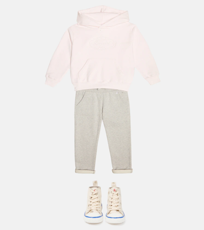 Bonpoint Aiana Logo Cotton Hoodie In Pale Pink