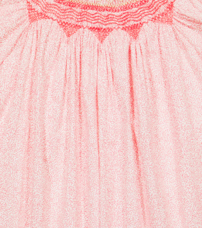 Shop Bonpoint Arlene Floral Cotton Dress In Poppy