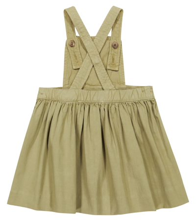 Shop Bonpoint Baby Anise Denim Dungaree Dress In Lichen