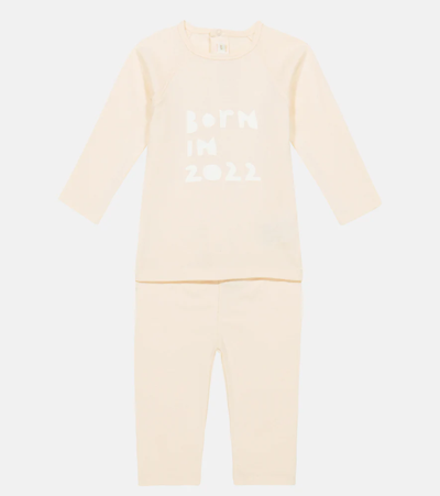 Shop Bonpoint Baby Teodoro Printed Cotton Top And Pants Set In Ivory