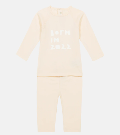 Bonpoint Baby Teodoro Printed Cotton Top And Pants Set In Ivory