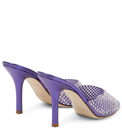 Shop Paris Texas Holly Penelope Embellished Mules In Iridescent Purple