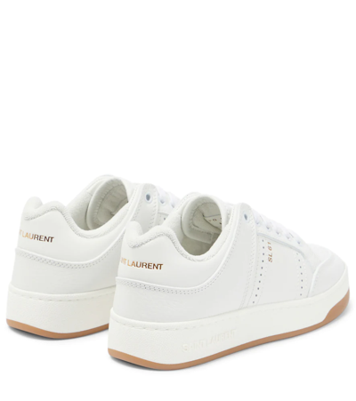 Shop Saint Laurent Sl/61 Leather Sneakers In Blanc / Blanc