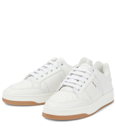 Shop Saint Laurent Sl/61 Leather Sneakers In Blanc / Blanc