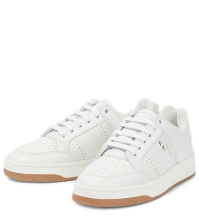 Saint Laurent Leather Sneakers In White