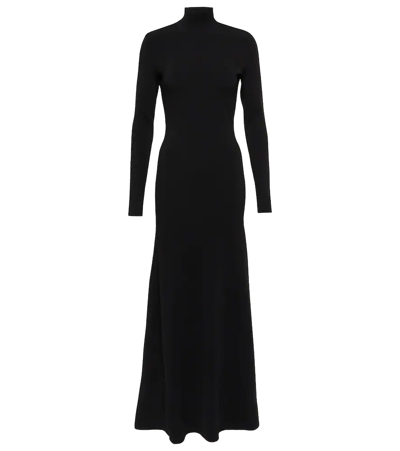 Shop Victoria Beckham Ribbed-knit Maxi Dress In Black