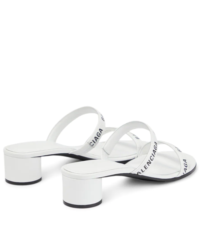 Shop Balenciaga Round Leather Sandals In White/black